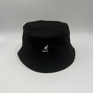 Kangol Washed Bucket Hat Cotton Flat-topped Black M